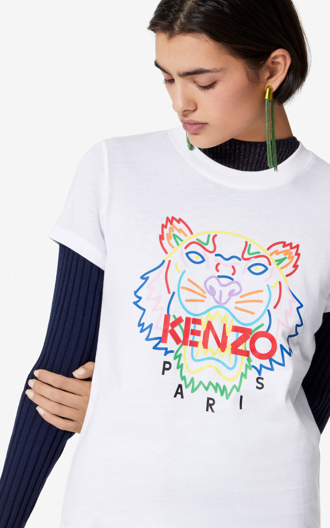 Camiseta Kenzo Tiger Feminino - Branco | 074FCGMXE